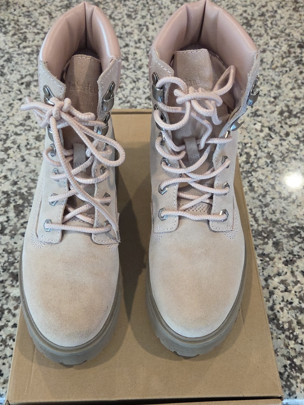 Timberland Women's Lace-Up Suede Ankle Boots in Blush